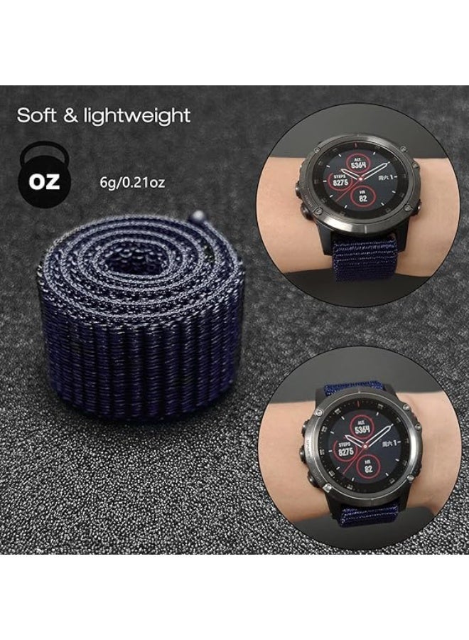 22mm Nylon Hook & Loop Watch Band for Garmin Fenix 8/7/6/5, Instinct 2/3, Forerunner 955/965 - Breathable Sports Strap - Image 4